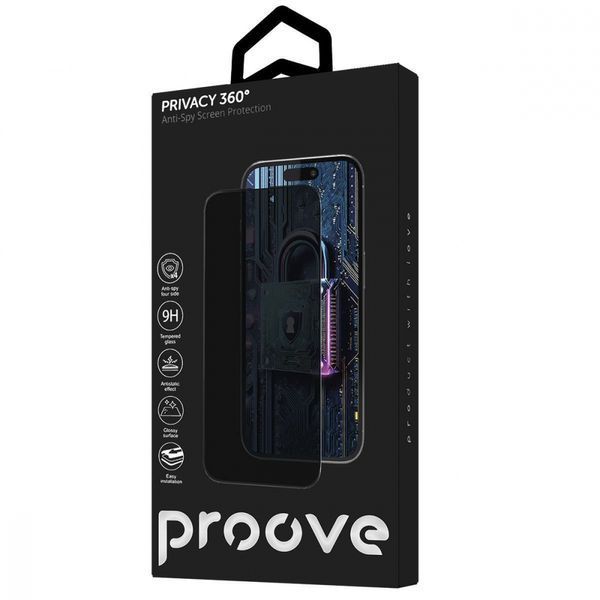 Захисне скло iPhone 15 Pro Max Proove Privacy 360 Installation Box black 345286 фото