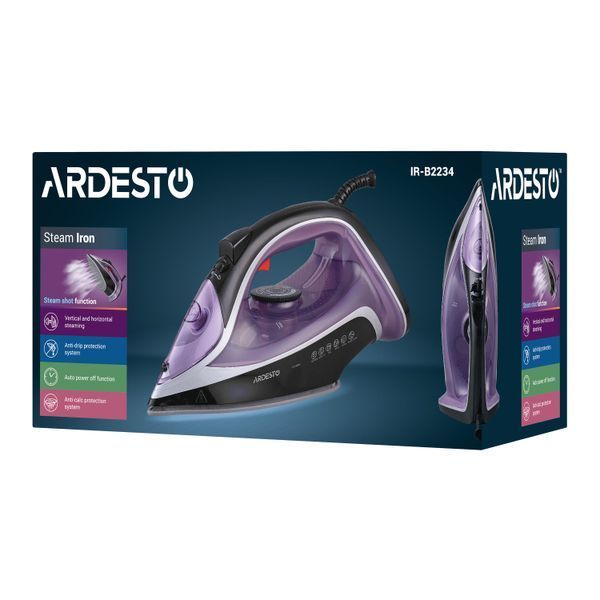 Праска Ardesto IR-B2234, 2400Вт, 350мл, паровий удар-120гр, керам. підошва, фіолетово-чорний 373915 фото
