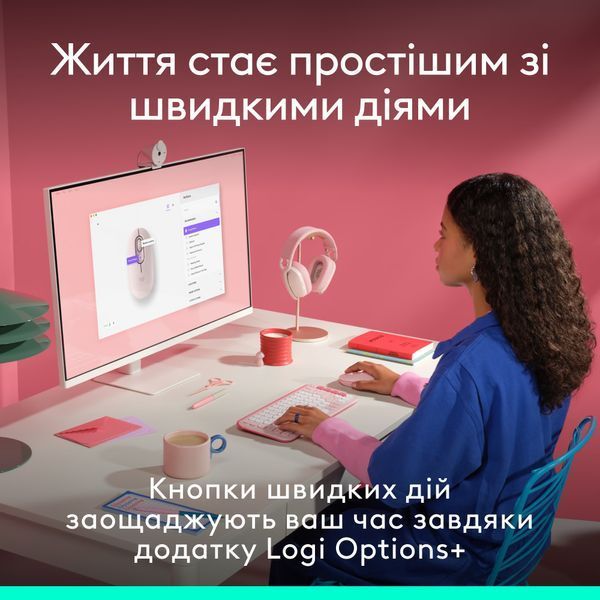 Миша LOGITECH POP with emoji - ROSE (L910-007413) 341769 фото