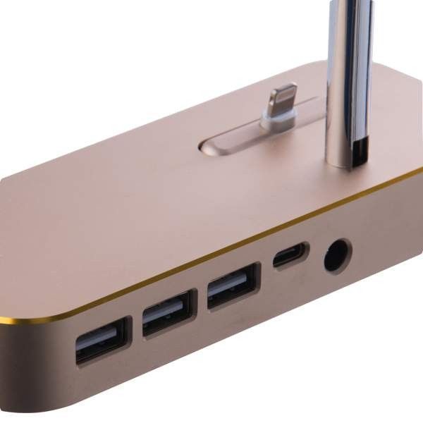 Док-станція Coteetci Apple Watch+iPhone Lighting+Type C+3USB Gold [CS7200-CEG] 71932 фото