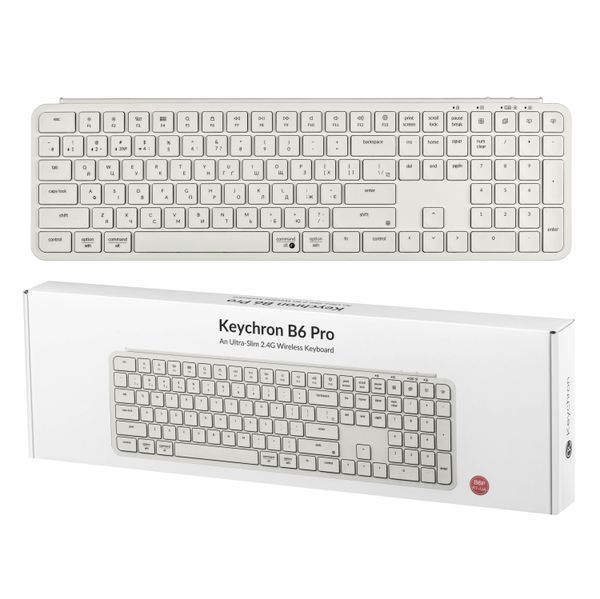 Клавіатура мембрана Keychron B6 Pro, USB/WL/BT, ivory white (B6P-K8-UA) 370066 фото
