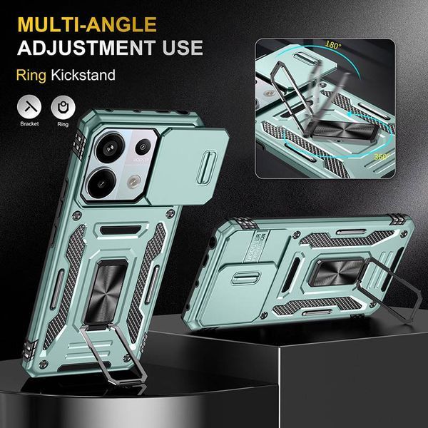 Ударостійкий чохол Camshield Army Ring для Xiaomi Poco X6 / Note 13 Pro 5G Зелений / Light Green 315925 фото