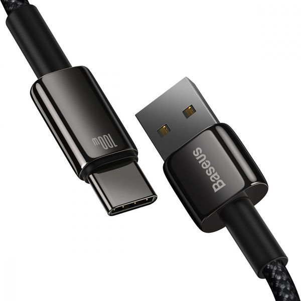 Кабель Baseus Tungsten Gold Fast Charging USB to Type-C 100W (2m) (CAWJ000101) black 396910 фото