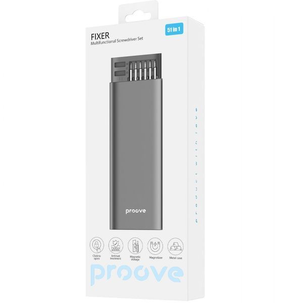 Багатофункціональний набір викруток Proove Fixer 51in1 (MTSF51000003) Gray 340354 фото