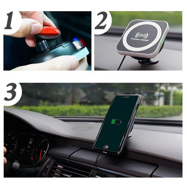 Автомобільна станція док Adsorption Mobile Phone Wireless Charging Holder Black 123335 фото