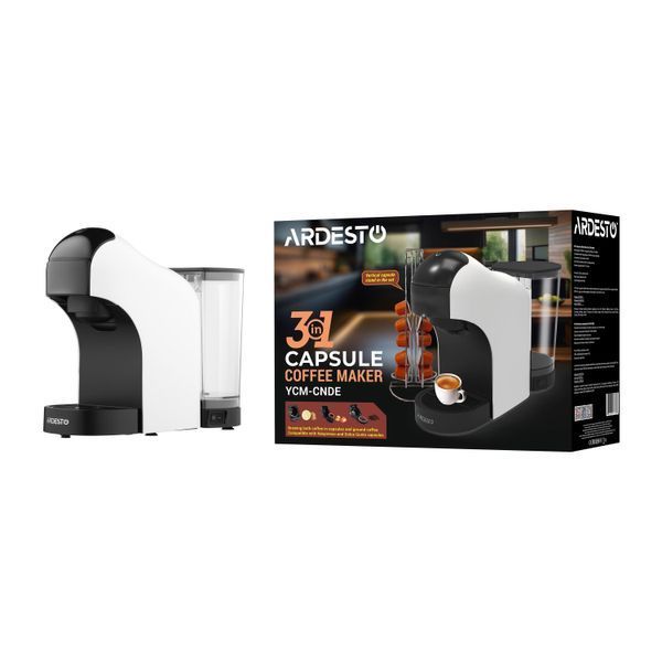 Кавоварка Ardesto капсульна, 0.8л, капсули Nespresso, Nescafe Dolce Gusto, мелена кава, сенсорне керування, білий (YCM-CNDE) 371667 фото