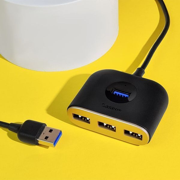 USB-Хаб Baseus Square Round USB To USB 3.0 + 3USB 2.0 (1m) CAHUB-AY01 Black 275373 фото