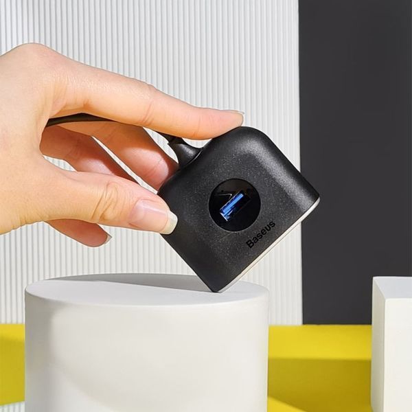 USB-Хаб Baseus Square Round USB To USB 3.0 + 3USB 2.0 (1m) CAHUB-AY01 Black 275373 фото