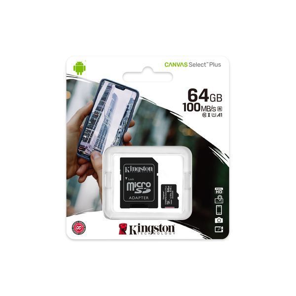 Картка пам*ятi MicroSDXC 64Gb Kingston Canvas Select Plus Class 10 UHS-1 А1 (с адаптером) (SDCS2/64GB) 245574 фото