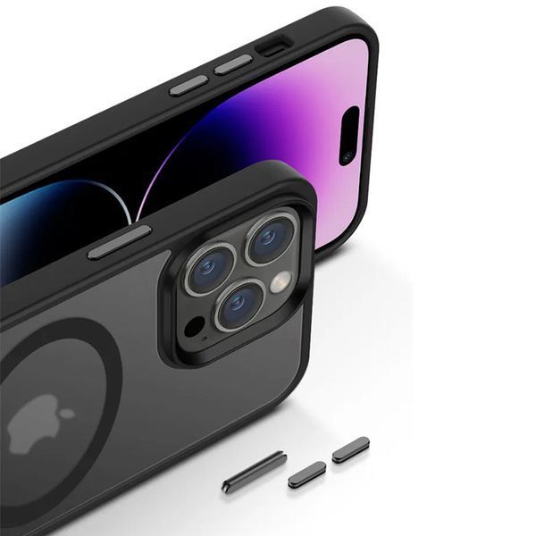 TPU+PC чохол Metal Buttons with MagSafe Colorful для Apple iPhone 12 Pro Max (6.7") Чорний 273292 фото