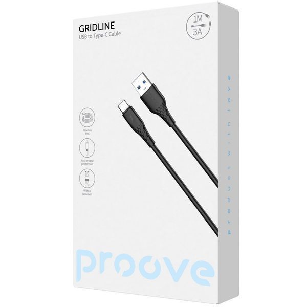 Кабель Proove GridLine USB to Type-C 3A (1m) black (CCGL15001201) 388069 фото