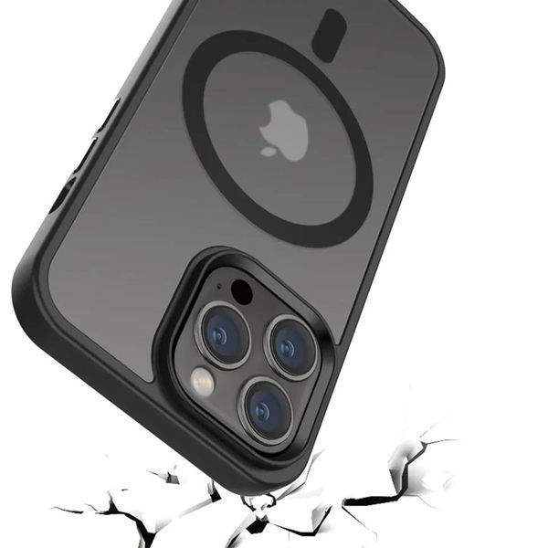 TPU+PC чохол Metal Buttons with MagSafe Colorful для Apple iPhone 12 Pro Max (6.7") Чорний 273292 фото
