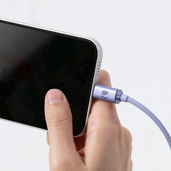 Кабель Baseus Crystal Shine Series Fast Charging Data USB кабель USB To IP 2.4A 2m (CAJY000105) Purple 260553 фото