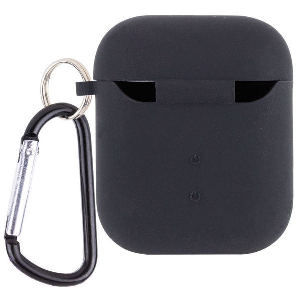 Силіконовий футляр з мікрофіброю для навушників Airpods 1/2 Чорний / Black 240914 фото