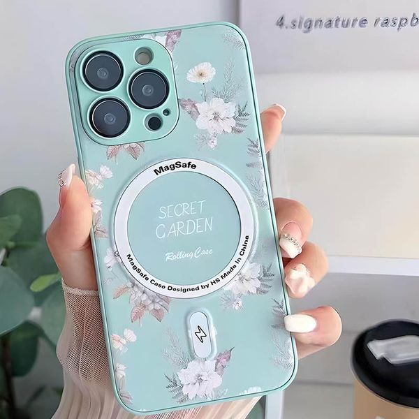 TPU+PC чохол Secret Garden with MagSafe для Apple iPhone 14 Pro (6.1") Mint 260156 фото