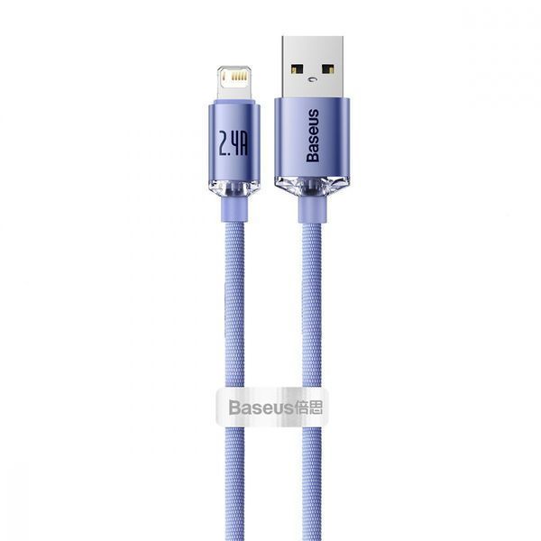 Кабель Baseus Crystal Shine Series Fast Charging Data USB кабель USB To IP 2.4A 2m (CAJY000105) Purple 260553 фото
