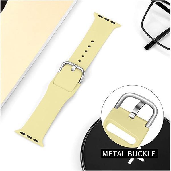 Ремінець Silicone-steel buckle для Apple Watch 42/44/45mm Yellow 264629 фото