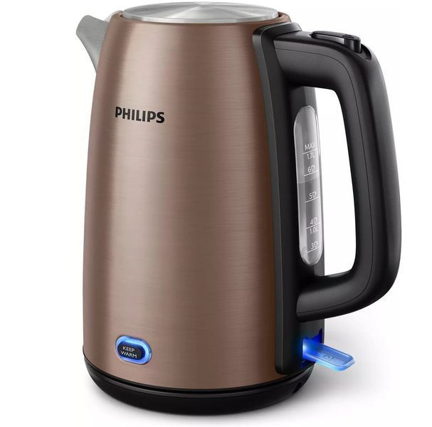 Електрочайник Philips Viva Collection 1.7л, метал, LED підсвітка, мідно-чорний (HD9355/92) 369208 фото