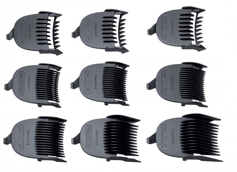 Машинка для стрижки Remington QuickCut Hairclipper, мережа+акум., роторний мотор, насадок-9, кейс, сталь, чорно-сріблястий (HC4250) 368566 фото