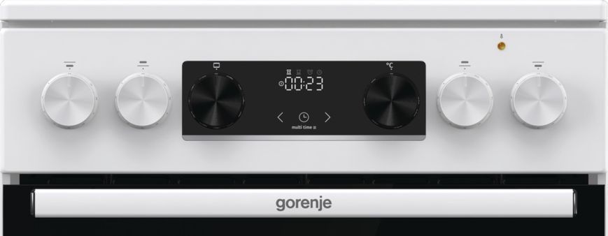 Плита Gorenje електрична склокерамічна, 70л, 50x60см, дисплей, приготування з паром, програматор, білий (GECS5C70WA) 374097 фото