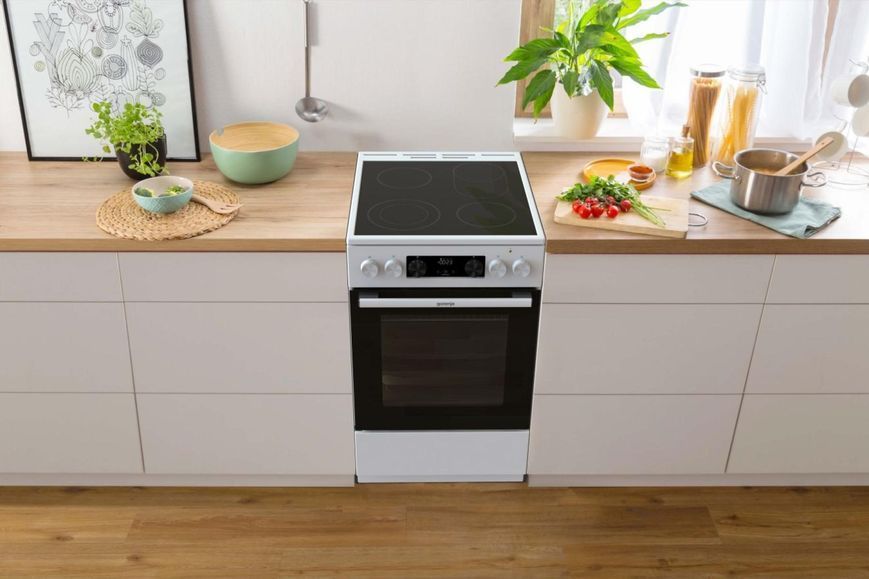 Плита Gorenje електрична склокерамічна, 70л, 50x60см, дисплей, приготування з паром, програматор, білий (GECS5C70WA) 374097 фото