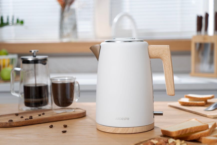 Електрочайник Ardesto EKL-F420WWD, 1.7л, метал, мат, Strix, білий 370203 фото