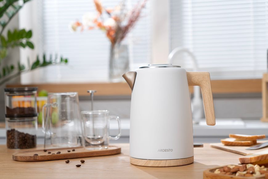 Електрочайник Ardesto EKL-F420WWD, 1.7л, метал, мат, Strix, білий 370203 фото