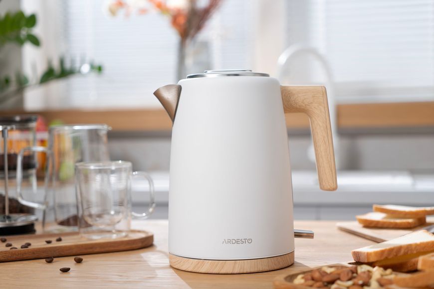 Електрочайник Ardesto EKL-F420WWD, 1.7л, метал, мат, Strix, білий 370203 фото
