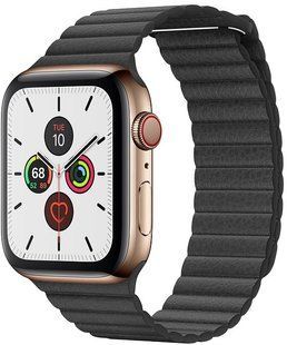 Смарт-годинник Apple Watch Series 5 44mm GPS + LTE Stainless Steel Gold Case Black Leather Loop (MWQN2) 140901 фото