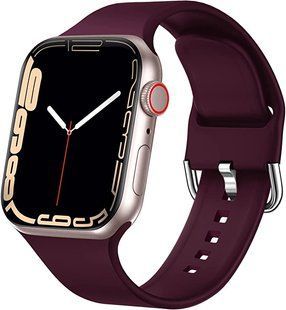 Ремінець Silicone-steel buckle для Apple Watch 42/44/45mm Wine Red 264630 фото