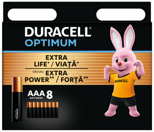 Батарейка DURACELL LR03 KPD 08*10 Optimum уп. 1x8 шт. 306829 фото