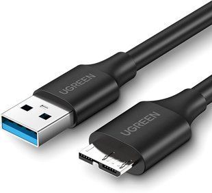 Кабель UGREEN US130 USB 3.0 A Male To Micro USB 3.0 Male Cable 1m (10841) Black 314295 фото