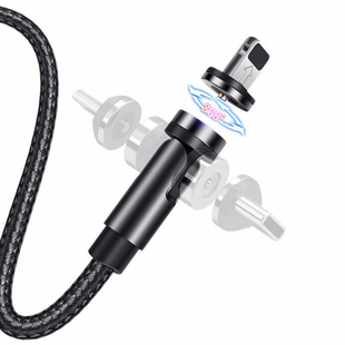 Кабель Usams Lightning U59 Rotatable Magnetic 2.4A 1.0m Black 253761 фото