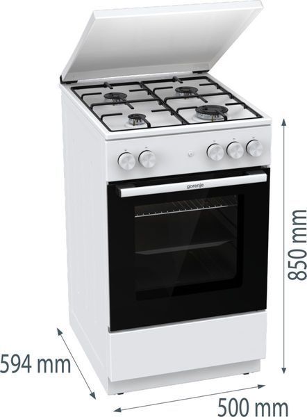 Плита Gorenje газова, 70л, 50x60см, емальовані, з кришкою, білий (GG5A14WJ) 374098 фото