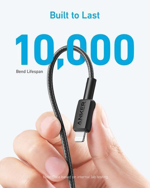 кабель ANKER 322 USB-C to Lightning - 1.8m Nylon (Чорний) 323364 фото