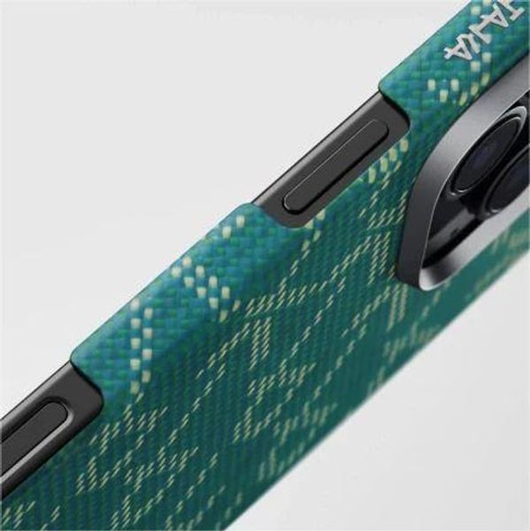 Чохол-накладка iPhone 16 Pro Pitaka Tactile Woven Case Monogram - Green/Gold (KI1601PTK) 377911 фото