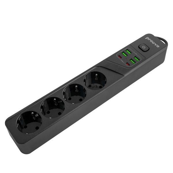 Мережевий фільтр Proove Power Strip P-04 (4 розетки + 4 USB + 2 Type-C) 3M (PSP442430001) black 390434 фото