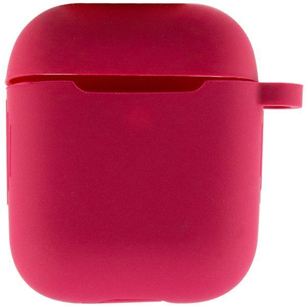 Силіконовий футляр New з карабіном для навушників Airpods 1/2 Червоний / Rose Red 220570 фото