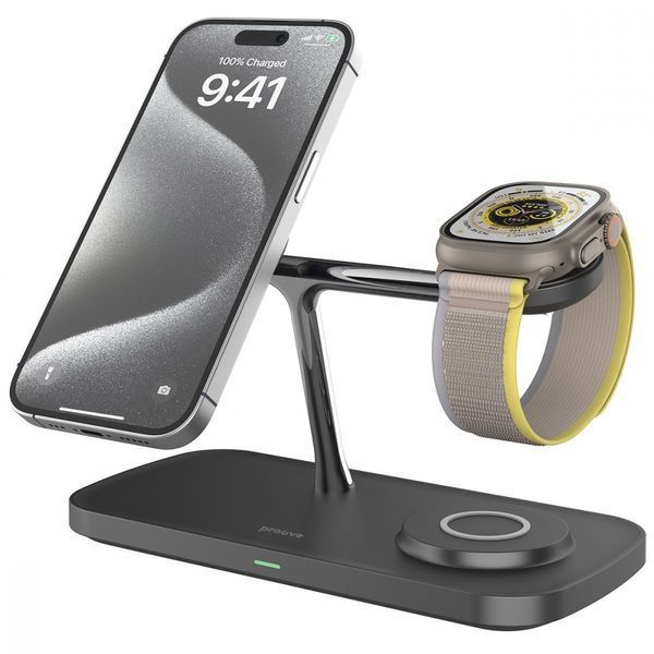 Бездротовий зарядний пристрій Proove Magnetic Field Pro 3 in 1 Qi2 (WSMP15002001) black 353926 фото