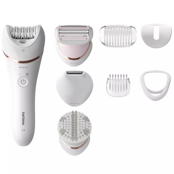 Епілятор Philips 8000 series дисковий, акумул., пінцет.-32, волог.+сух., насадок-7, футляр, білий (BRE735/00) 367755 фото