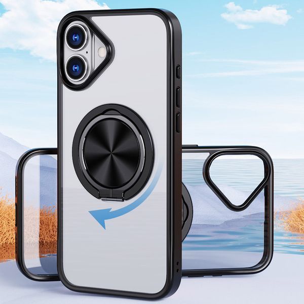 TPU+PC чохол Metal Ring with MagSafe для Apple iPhone 16 (6.1") Чорний 323720 фото
