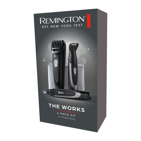 Набір тримерів Remington WORKS, для бороди, вусів, носа та вух, чохол, гребінець, сталь, чорний (MB_905) 370098 фото