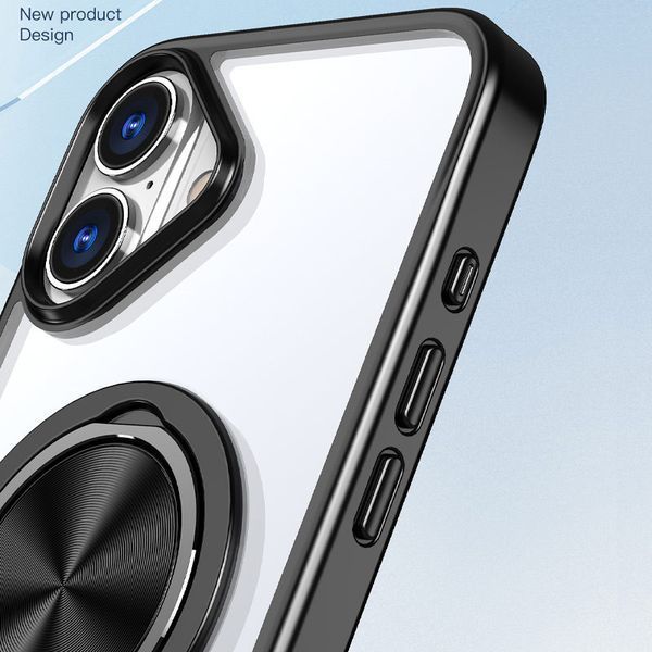 TPU+PC чохол Metal Ring with MagSafe для Apple iPhone 16 (6.1") Чорний 323720 фото