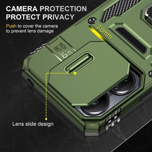 Ударостійкий чохол Camshield Army Ring для Xiaomi Poco X6 / Note 13 Pro 5G Оливковий / Army Green 315926 фото