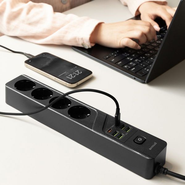 Мережевий фільтр Proove Power Strip P-04 (4 розетки + 4 USB + 2 Type-C) 3M (PSP442430001) black 390434 фото