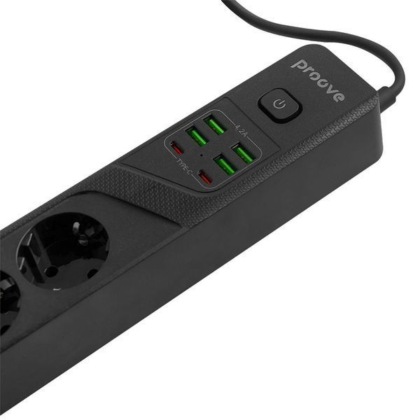 Мережевий фільтр Proove Power Strip P-04 (4 розетки + 4 USB + 2 Type-C) 3M (PSP442430001) black 390434 фото