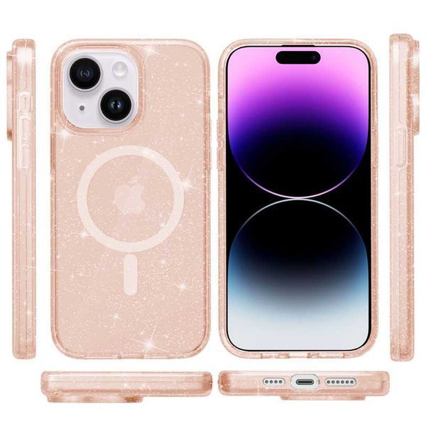 Чохол TPU Galaxy Sparkle (MagFit) для Apple iPhone 15 Plus (6.7") Gold+Glitter 277401 фото