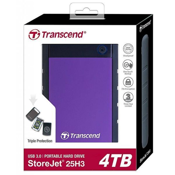 Зовнішній жорсткий диск TRANSCEND 4TB TS4TSJ25H3P USB 3.0 Storejet 2.5" H3 Фіолетовий 313158 фото