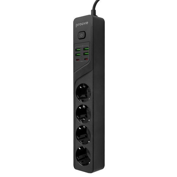 Мережевий фільтр Proove Power Strip P-04 (4 розетки + 4 USB + 2 Type-C) 3M (PSP442430001) black 390434 фото