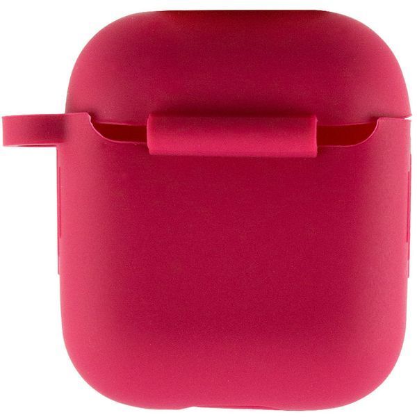 Силіконовий футляр New з карабіном для навушників Airpods 1/2 Червоний / Rose Red 220570 фото
